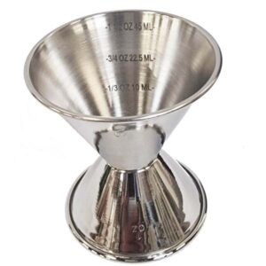 Kaksipuolinen mitta-astia, asteikolla 1+2 oz