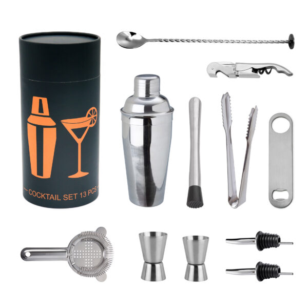 Teräksinen Cocktail Shaker -setti, 13 osaa